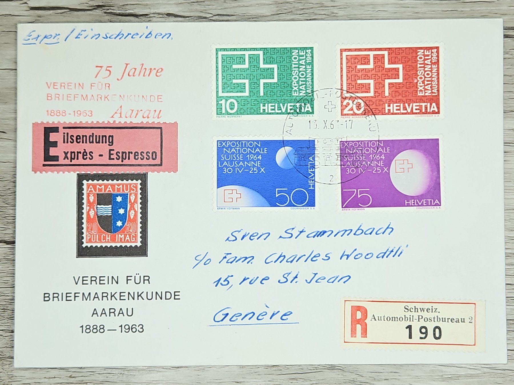 Tutti i francobolli: CL02 Enveloppe + Timbre Suisse 1963 – Usato da Cousset venduto da Patrick_Collections