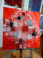 Großes rotes abstraktes Bild XL, Grande peinture abstraite r