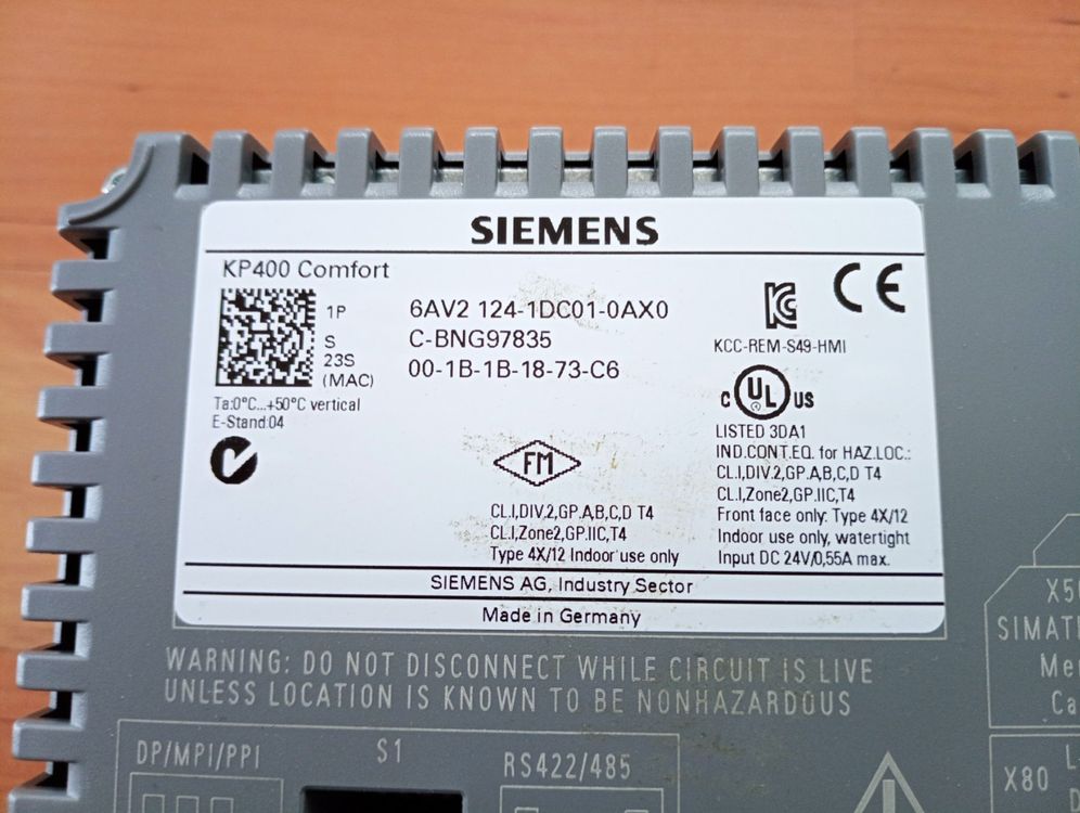 Siemens SIMATIC HMI KP400 Comfort Panel 6AV2124-1DC01-0AX0 (Gebraucht ...