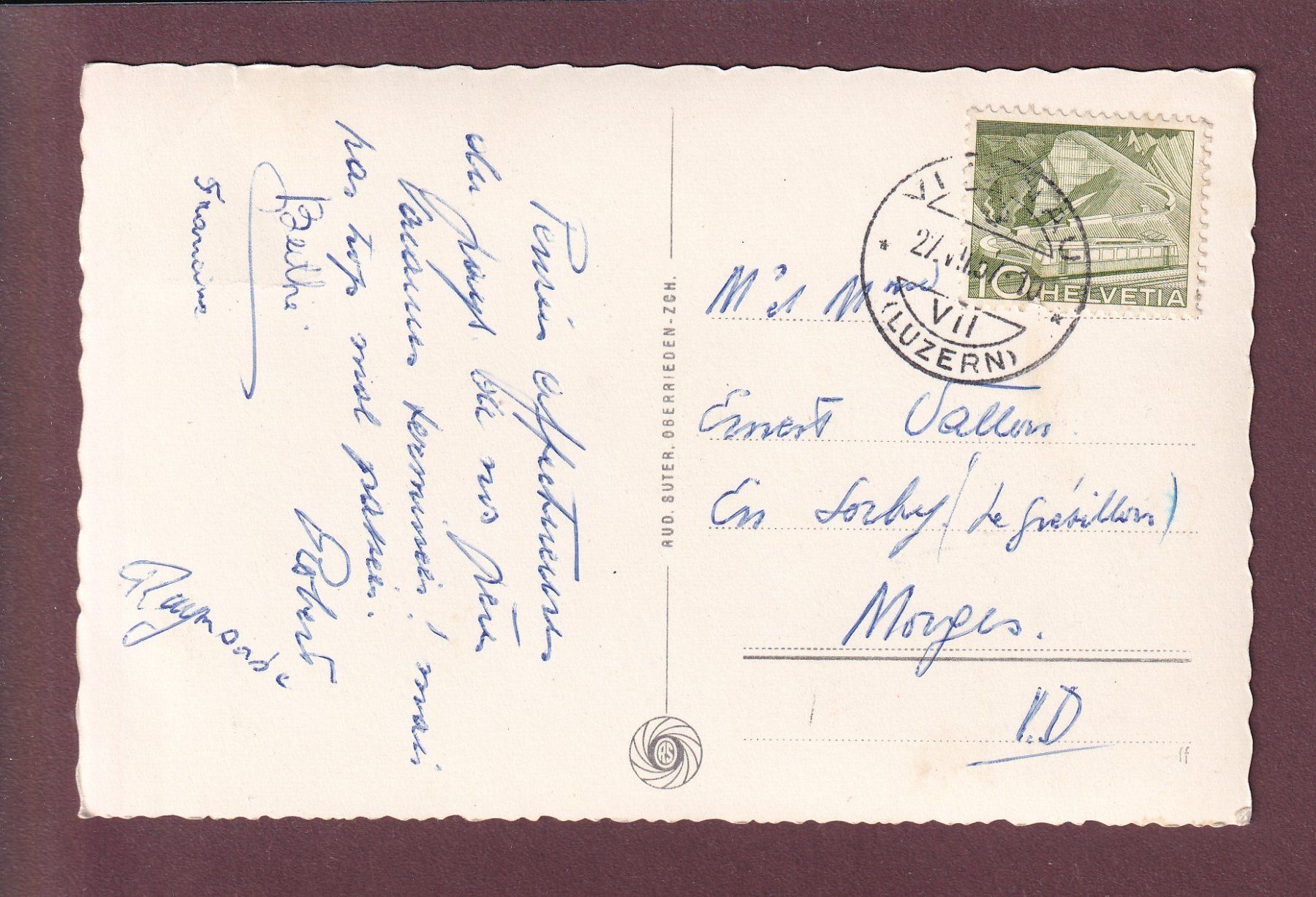 Cartoline postali: VITZNAU - Ferienheim SMUV - 1957 – Usato da Pully venduto da nicecards 1