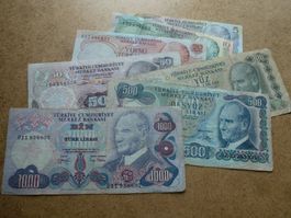 Sammlung von 7 Stück alten Banknoten aus der Türkei
