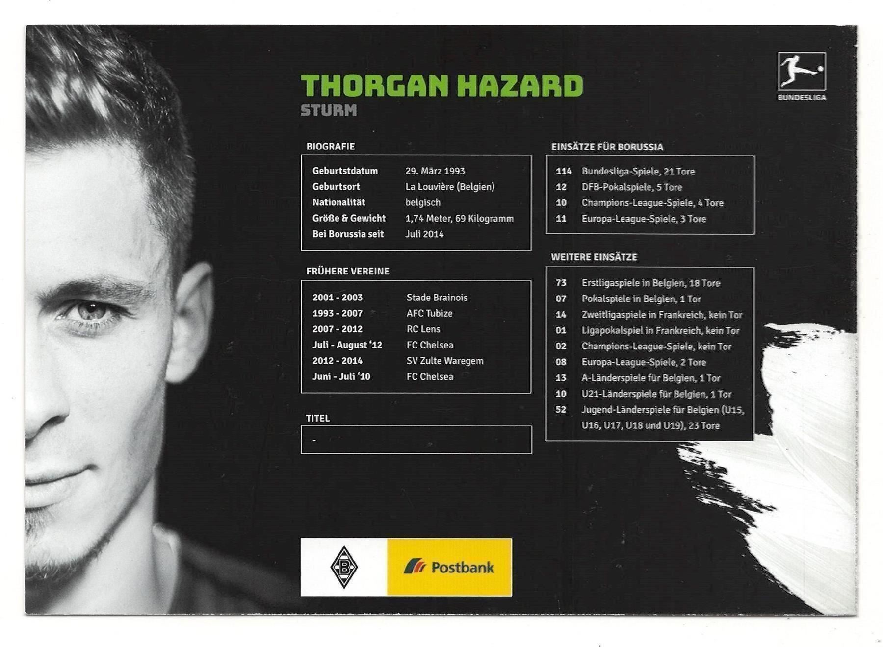 Autogramme: THORGAN HAZARD - ORIGINAL AUTOGRAMM – Gebraucht aus Basel von verano1000 1