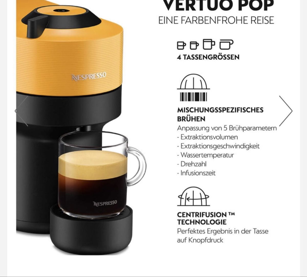 Nespresso Macchine per caffè & Macchine per espresso: Nespresso Vertuo Pop gelb neuwertig – Nuovo (secondo la descrizione) da Diepoldsau venduto da bis_c7qp 1