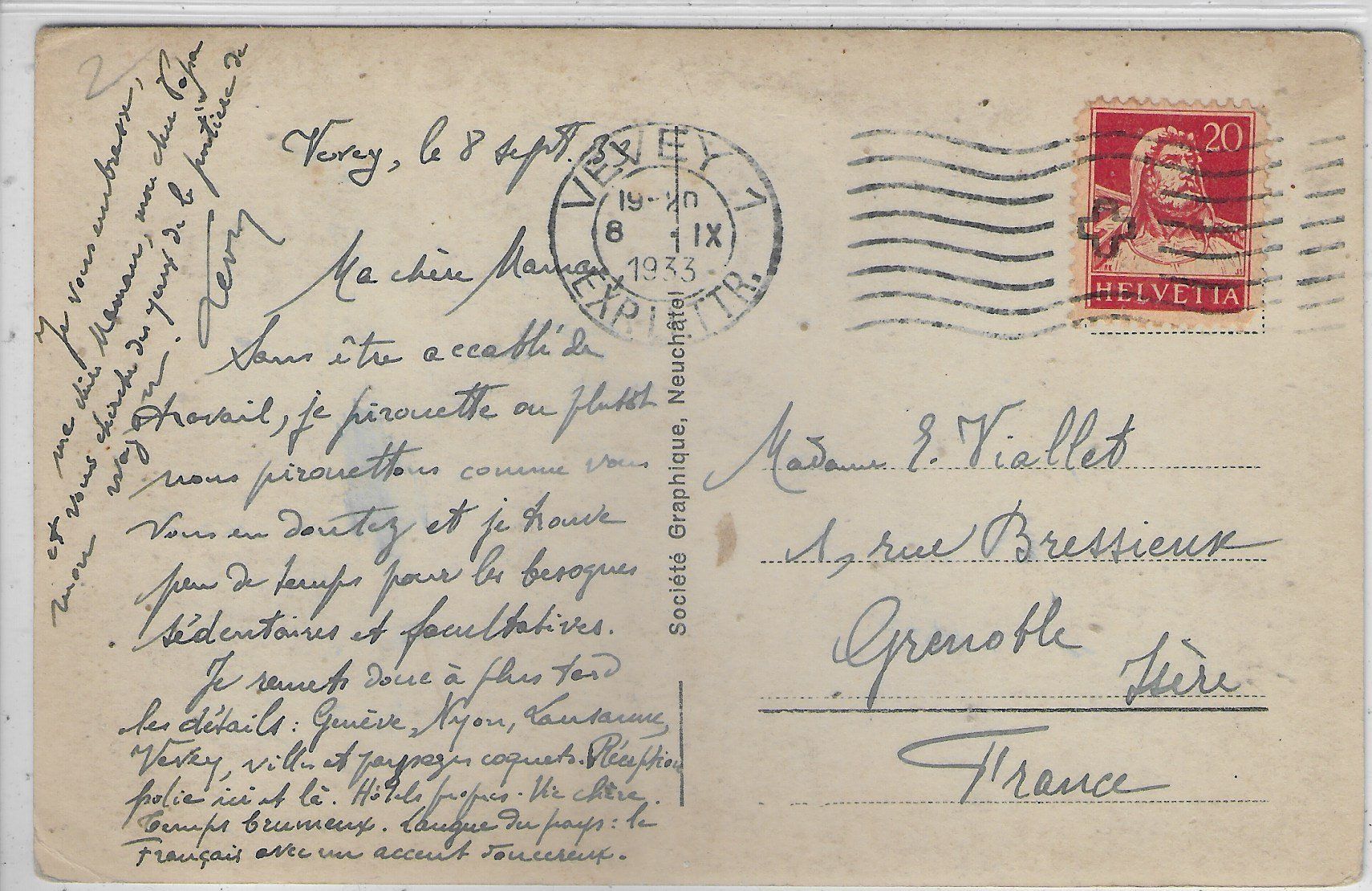 Cartoline postali: Vevey-Corseaux Plage - animee – Usato da Ettingen venduto da Kartenplanet 1