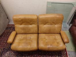 Zweisitzer Sofa Leder hellbraun gebrauchter Zustand