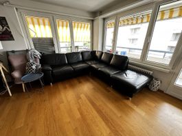Ecksofa Leder schwarz gebraucht Grösse L 280cm x 180cm