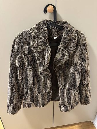 Teddyfell Jacke grau beige meliert Grösse M /L