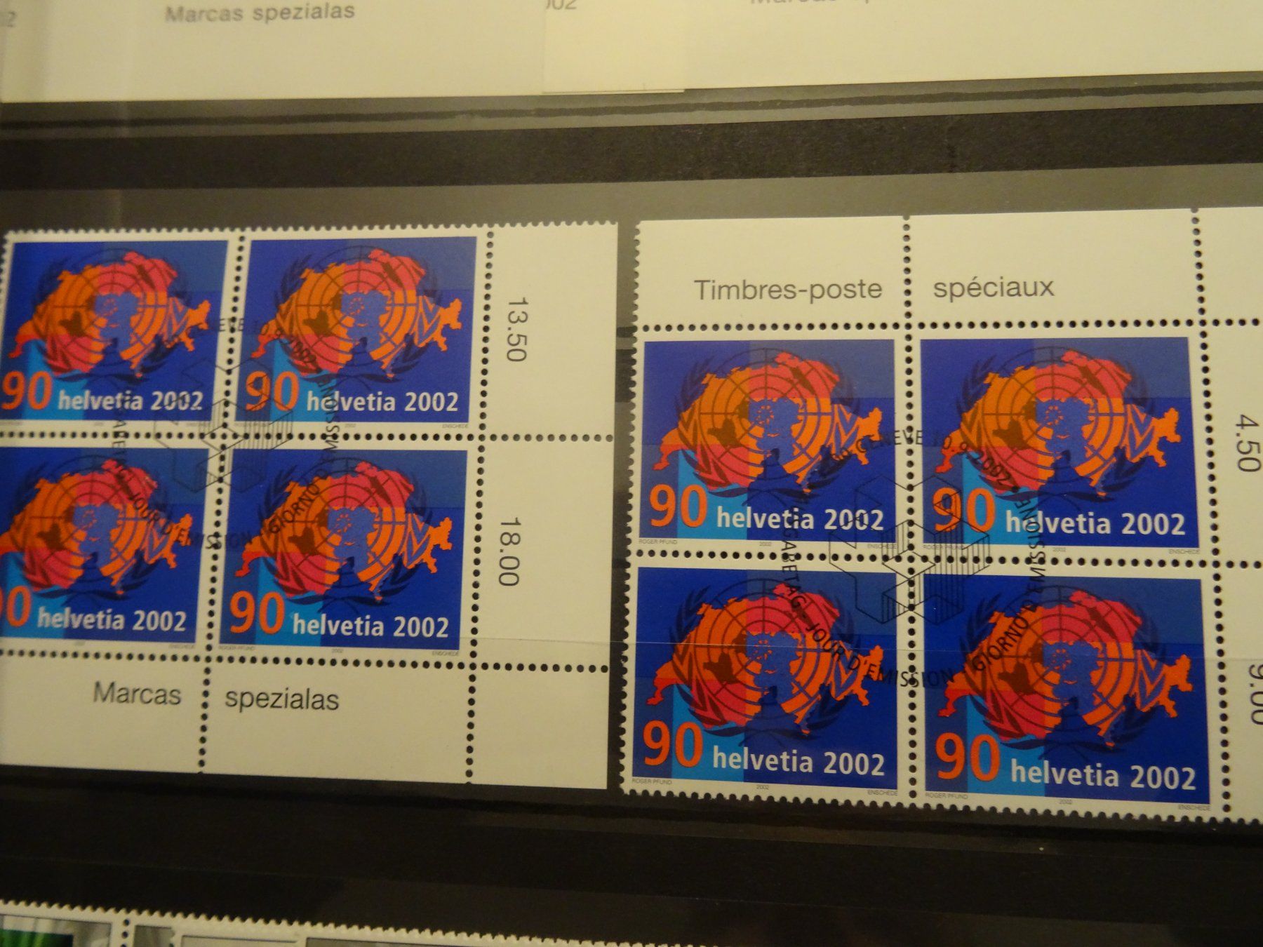 Alle Briefmarken: 2002 Viererblöcke ET-STEMPEL – Gebraucht aus Olten von pechsisa1