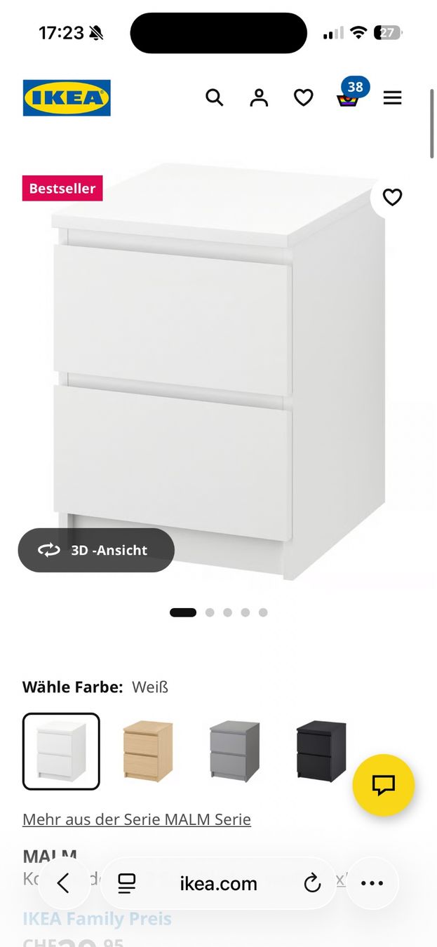 Ikea Tables de nuit: Ikea Malm Nachttisch – D'occasion à Mels par tam_r6tw