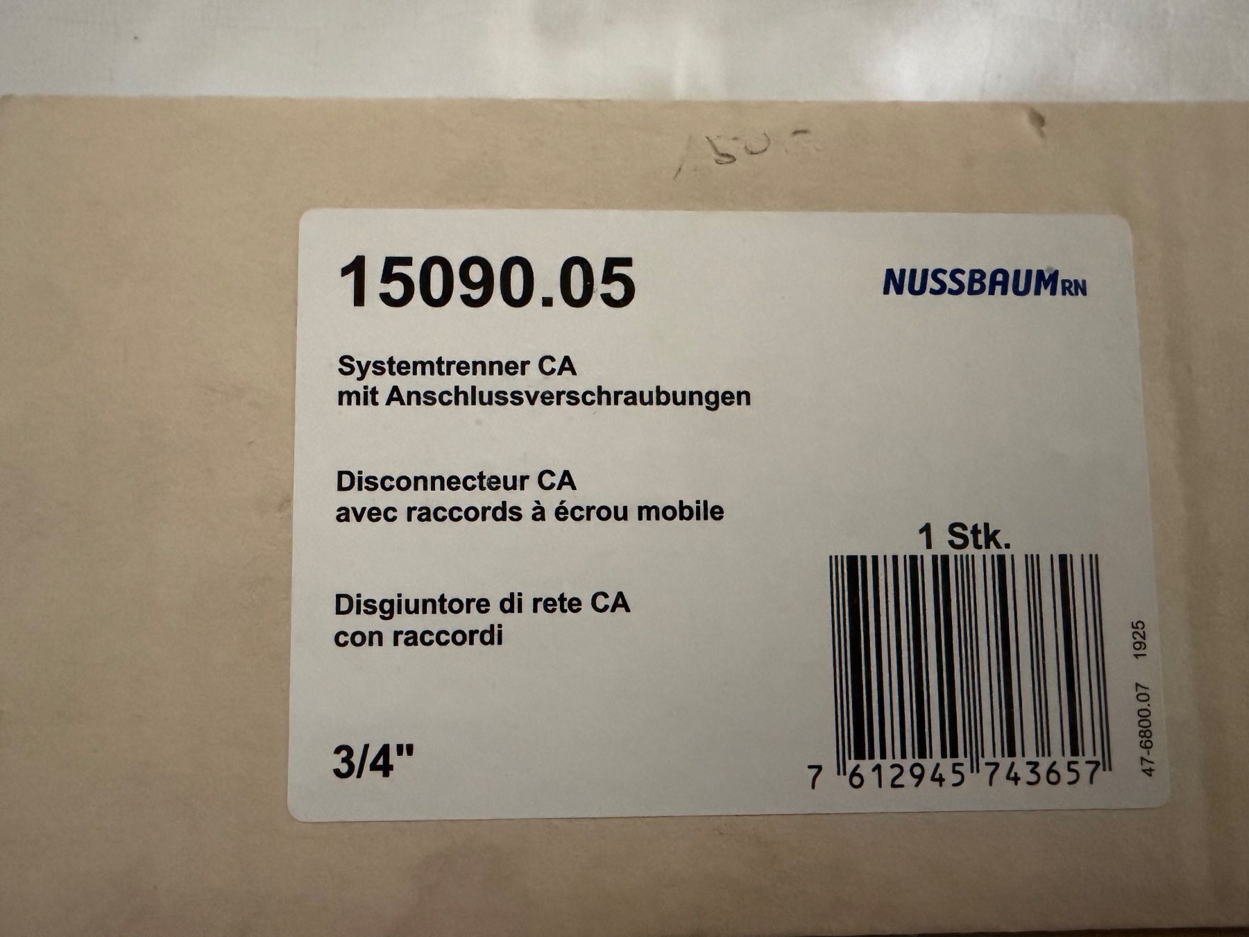 Rubinetteria: Neuer Nussbaum Systemtrenner 3/4", 15090.05 – Nuovo e nell'imballaggio originale da Winterthur venduto da efant12 5