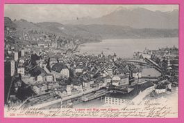 Luzern gel 1904 mit Rigi vom Gütsch
