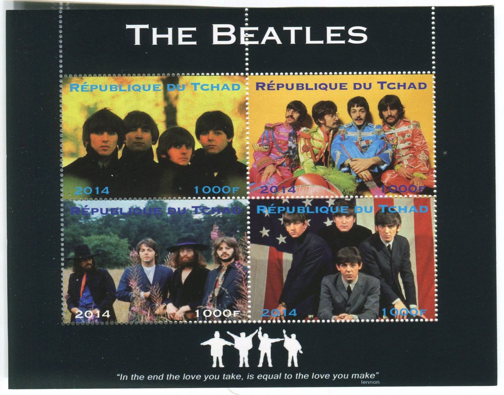 Alle Briefmarken: Block "The Beatles". Tschad. – Neu und originalverpackt aus Basel von Butsch5
