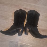 Schwarze Wildleder Cowboystiefel, Grösse 36, neuwertig