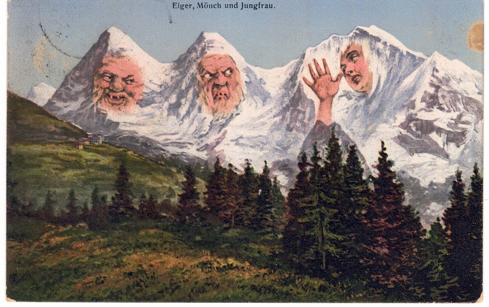 Cartoline postali: 1914 Eiger, Mönch und Jungfrau – Usato da Kreuzlingen venduto da Koi4