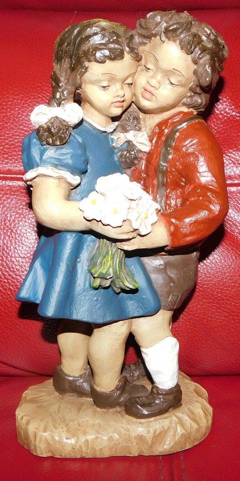 Statuette: Figur von Gilde, Mädchen und Junge, H 28 cm, Handmade – Usato da Villnachern venduto da Schnugelchen
