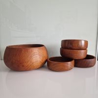 Retro-Schüsselset, 5-teilig, aus Holz, Teakholz