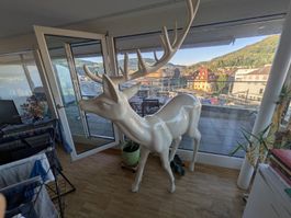 White Deer statue Large Size Decorative Object Used