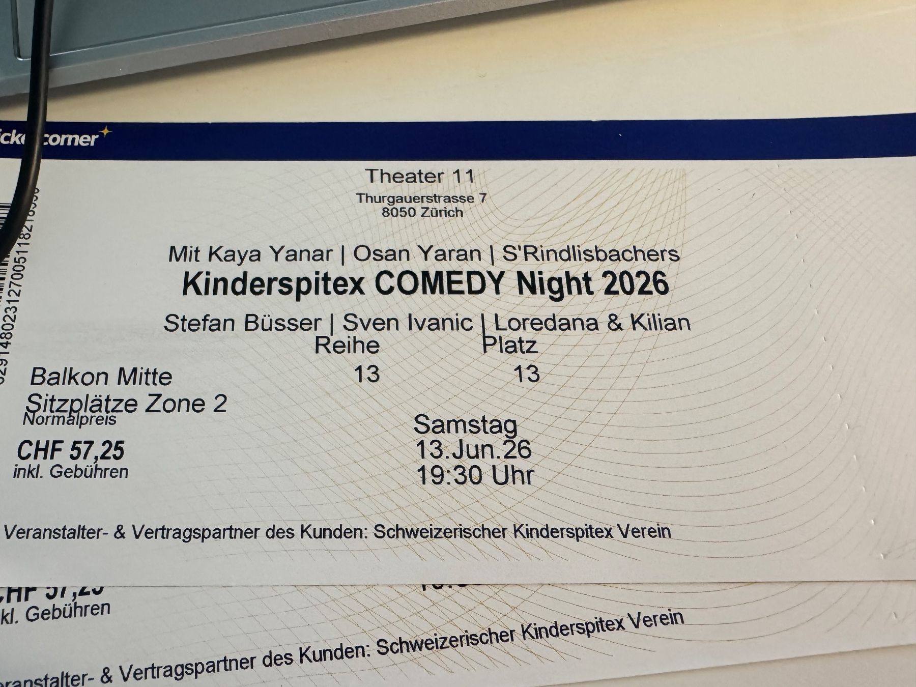 Tickets: Kinderspitex Comedy Night 2 Tickets - Auktion bis 15.00Uhr – Neu und originalverpackt aus Oberhasli von Tina_So 1