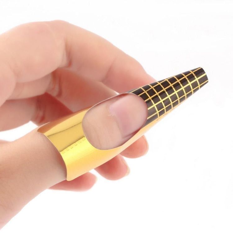 200 Stück Nagel-Schablonen – Selbstklebend, Goldfisch-Form, Für Nailart & Verlängerung