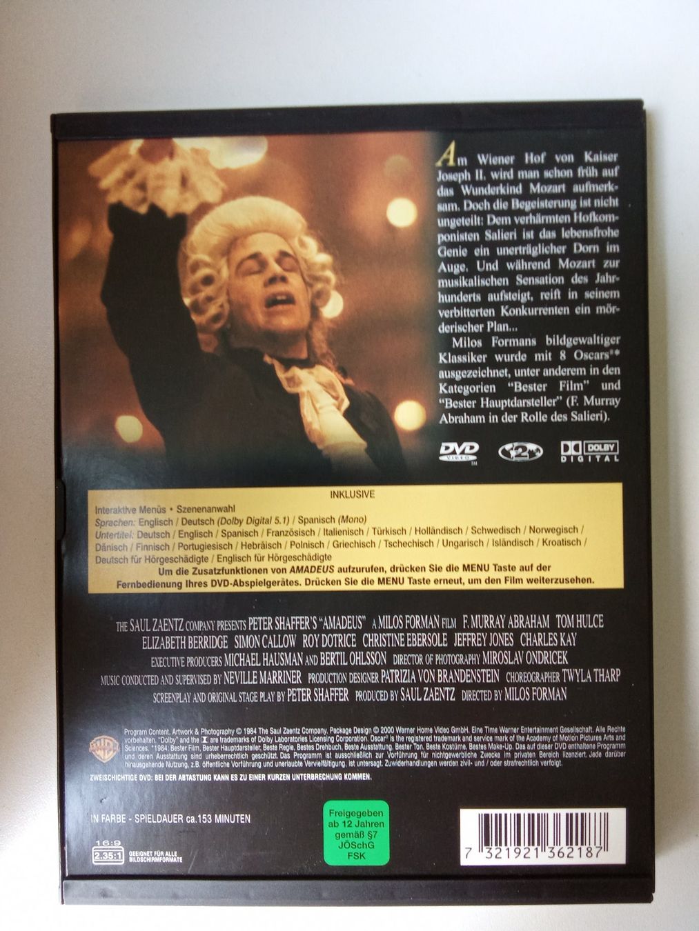Tutti i DVDs: Amadeus - ausgezeichnet mit 8 Oscars 1984 – Usato da Bilten venduto da Bora3 1