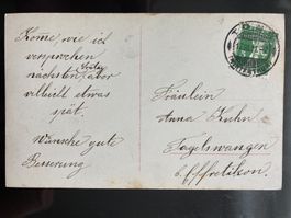 Schweiz 1911 Kitschkarte Liebesglück Tellknabe 5Rp Töss