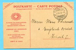 Postkarte Kriegsgefangenendienst Zürich 1916