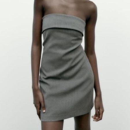 ZARA Classic Dress Pinstripe Strapless Size S, pass auch XS