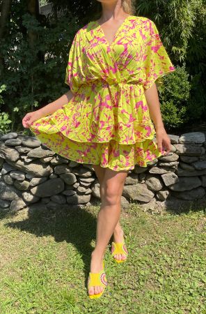 Stupendo Vestito da cocktail  giallo a fiori - M/L🌼☀️🌺