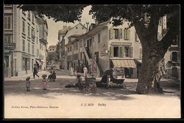 AK Ouchy, Place avec arbres, calèches et commerces