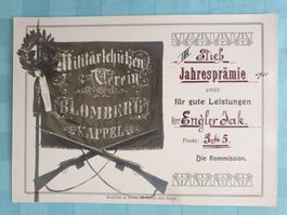 Ehrenmeldung MilitärSchützen Verein BLOMBERG KAPPEL 1911