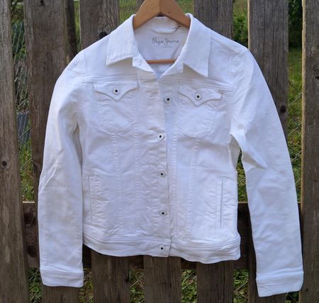 Vintage Pepe Jeans London: Jeansjacke Weiss Modell "1973" S