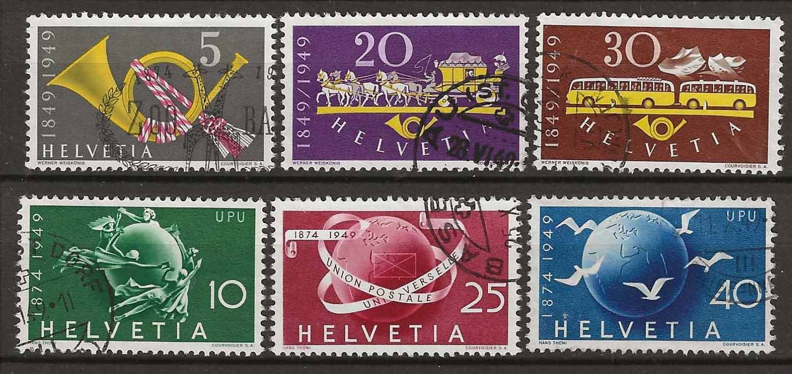 Tutti i francobolli: CH291 - 100 ans Poste + 75 ans UPU obl. – Usato da Trélex venduto da Phil_Albert