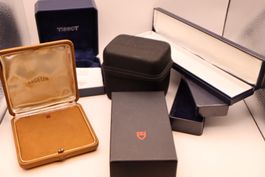 Lot Uhrenboxen Tudor Breitling Tissot Angelus Original