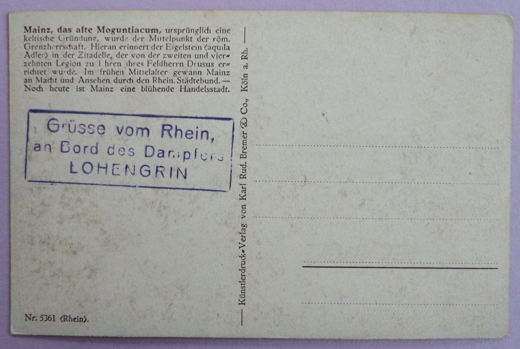 Cartoline postali: Mainz, das alte Moguntiacum – Difettoso da Fétigny venduto da Billy2miny 1