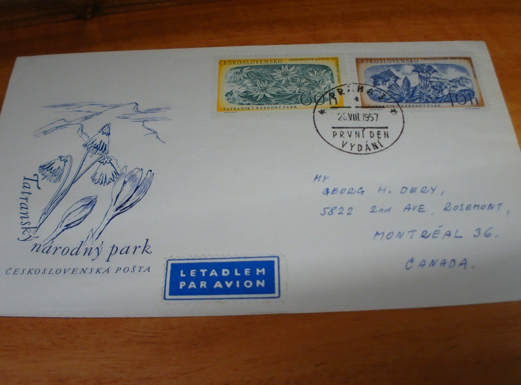 Alle Briefmarken: Tschechoslowakei, 2 FDC 1957, Nationalpark, gelaufen – Gebraucht aus Niederwil AG von morostahu