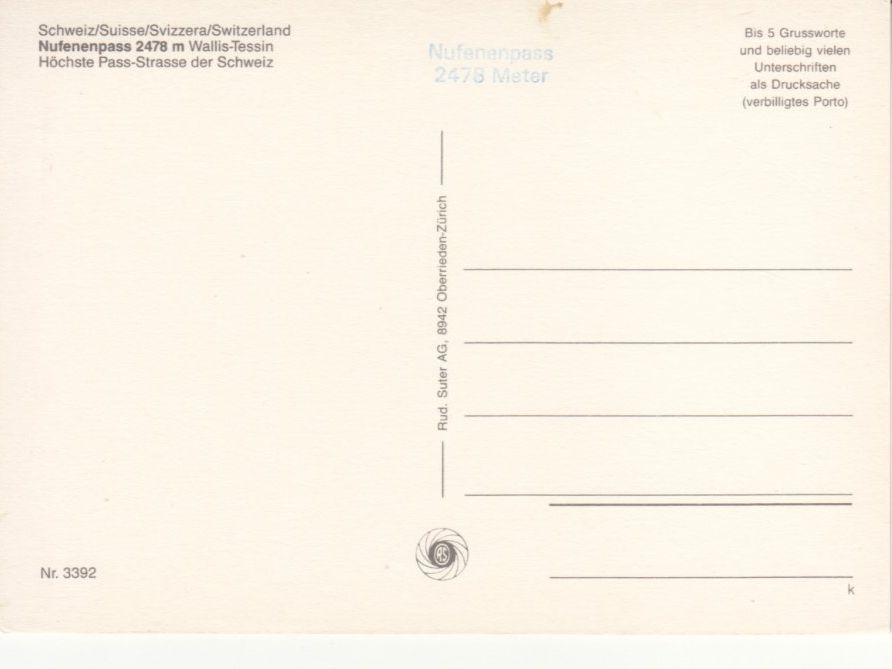 Cartoline postali: Nufenenpass ca. 1970 – Usato da Bürglen TG venduto da StampGraf 1