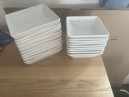 Eckige Schalen Weiss 9 Stk. und 9 Stk. gute Zustand