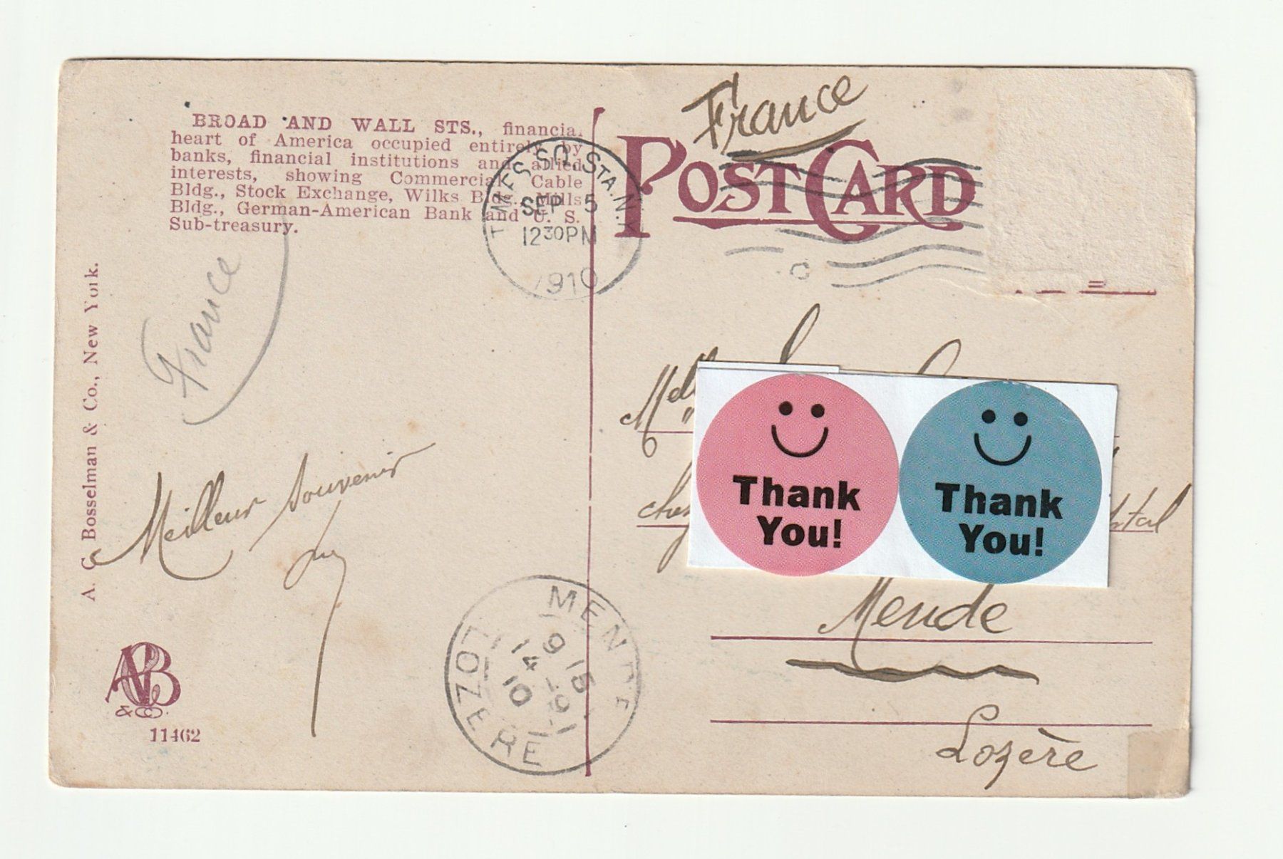 Ansichtskarten: Ansichtskarte Broad & Wall Sts New York 14.09.1910 – Gebraucht aus St. Gallen von Ricardo_Deals 1