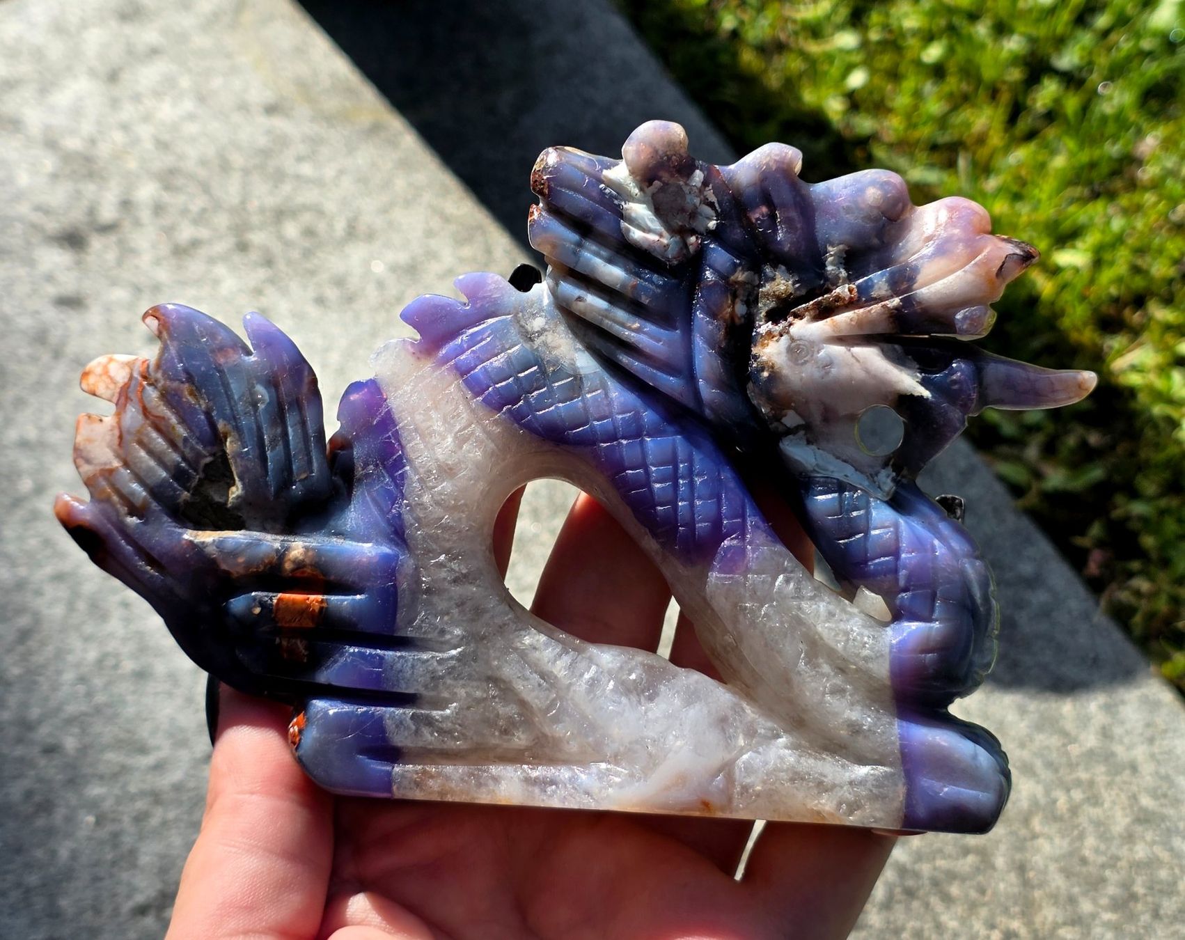 Minerali & Pietre curative: HQ Blauer Blumenachat Drache C 296g – Nuovo e nell'imballaggio originale da Matzingen venduto da Shay_Crystalz 1