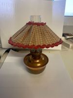 Lampe à pétrole vintage en cuivre, abat-jour tissu
