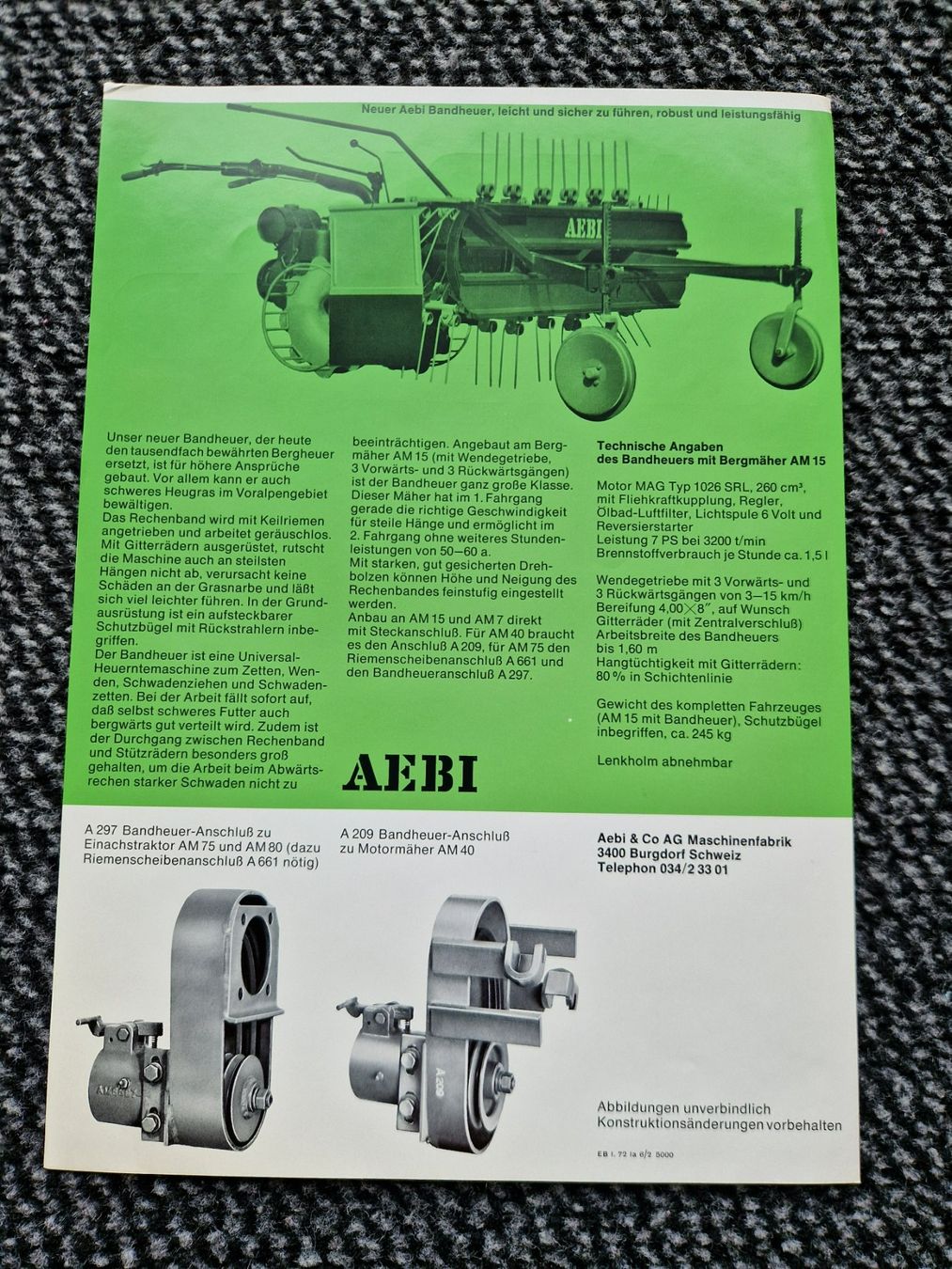 Aebi Trattori: Original Prospekt Aebi Bandheuer – Usato da Dürnten venduto da Bachtel84 1