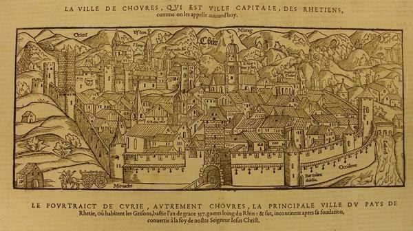 Xilografie: CHUR, HOLZSCHNITT UM 1570 – Usato da Grüningen venduto da Kartensammler