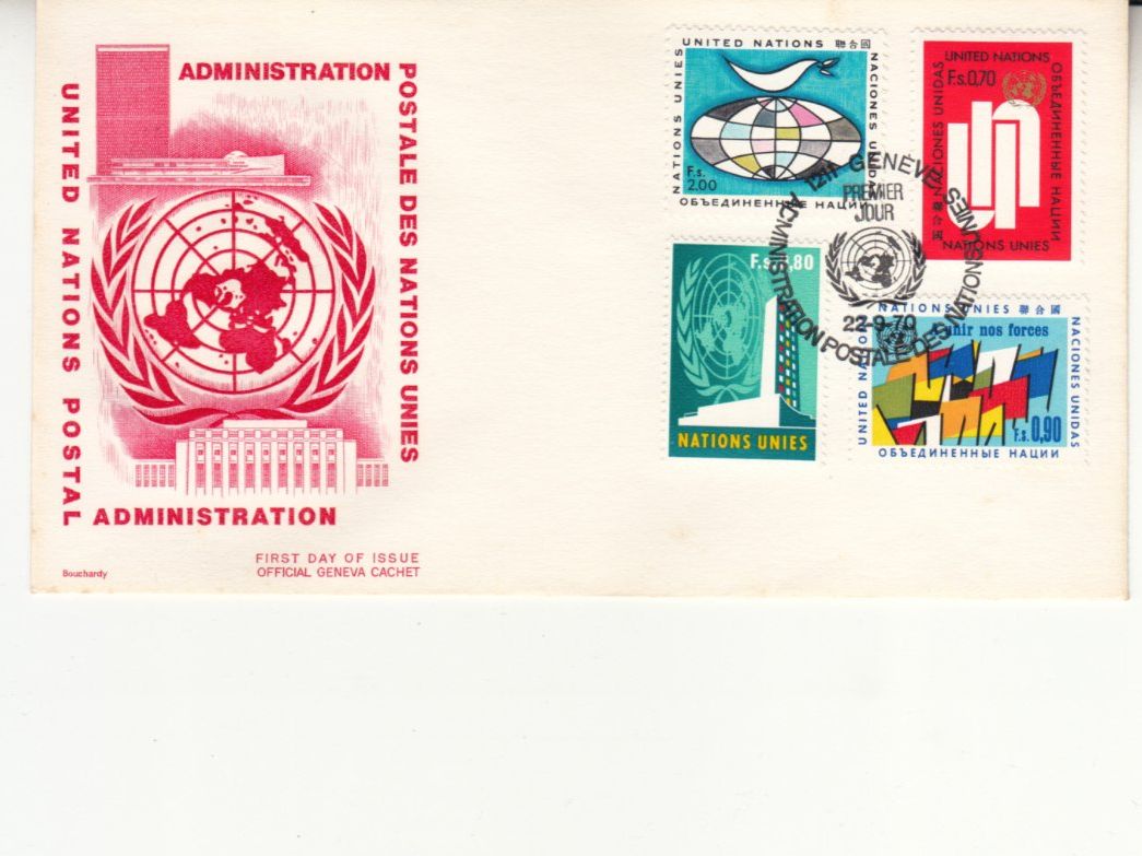 Alle Briefmarken: UNO Genf Mi 11 - 14  FDC – Gebraucht aus Bürglen TG von StampGraf
