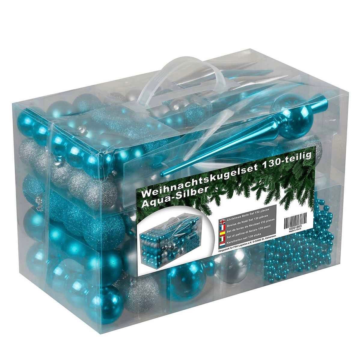 Tutte le decorazioni: Riesen Weihnachtskugelset 130 tlg Aqua/Silber – Nuovo e nell'imballaggio originale da Basel venduto da Seifehuesli 4