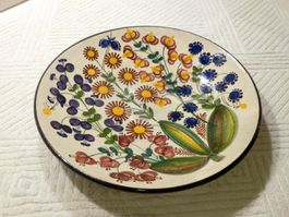 Früchteschale, hand- gemacht- bemalt, W. AEBI HASLE,  Ø 26cm
