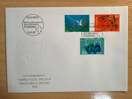 Sondermarken 1992 Frankatur Pro Juventute Brieftaube Schweiz