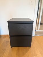 Ikea MALM Nachttisch schwarz mit zwei Schubladen