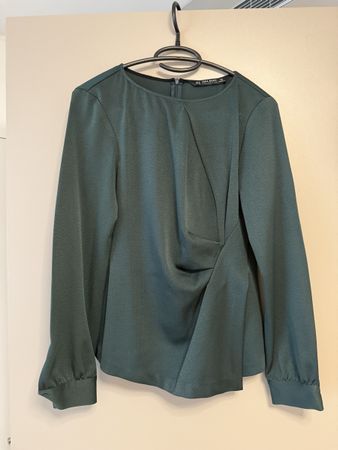 ZARA Bluse Dunkelgrün / Smaragdgrün Grösse S