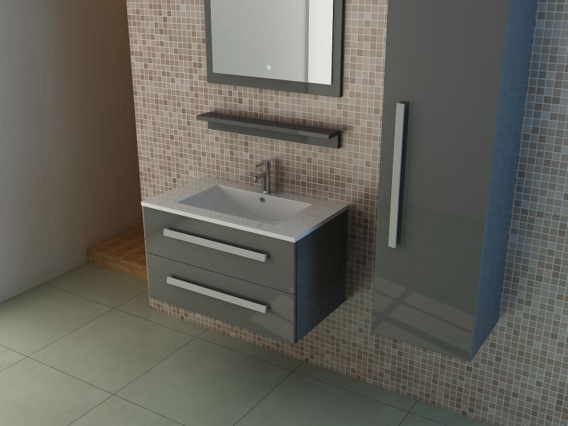 Mobili per bagno: Badset St. Moritz in grau hochglanz Set – Nuovo e nell'imballaggio originale da Herbertingen venduto da jet-line-e-trade 2