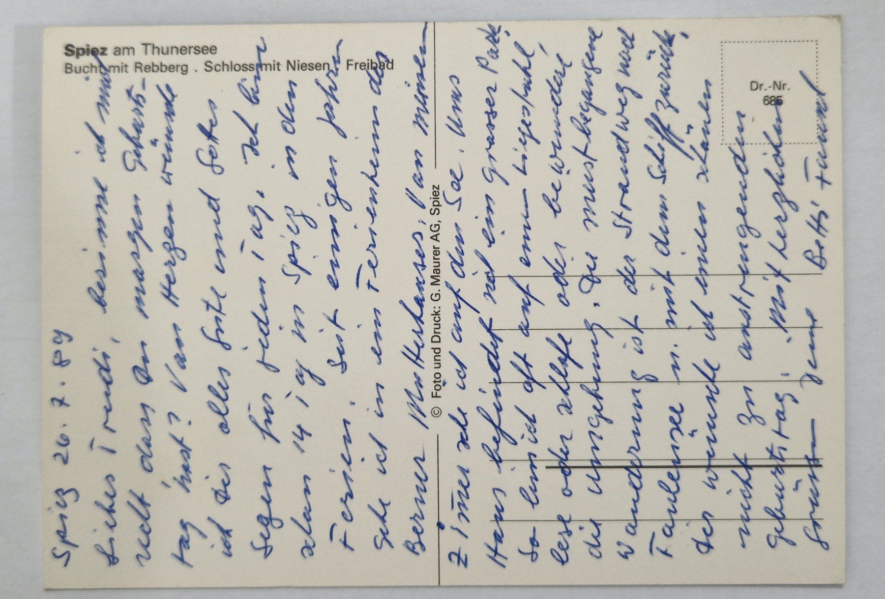 Cartoline postali: Spiez 1989 – Usato da Melchnau venduto da Arthurius 1